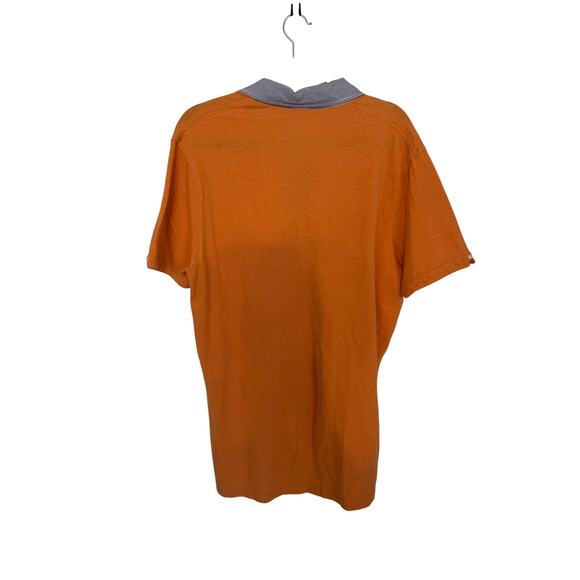 UNIQLO Michael Bastian XL Mens Polo Shirt All Cotton Contrast Collar Orange Blue - Picture 2 of 9